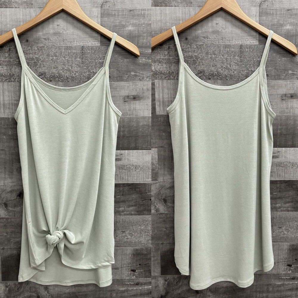 New Light Sage Green Reversible Tank Top Relaxed Fit Flowy V-Neck or Scoop Neck